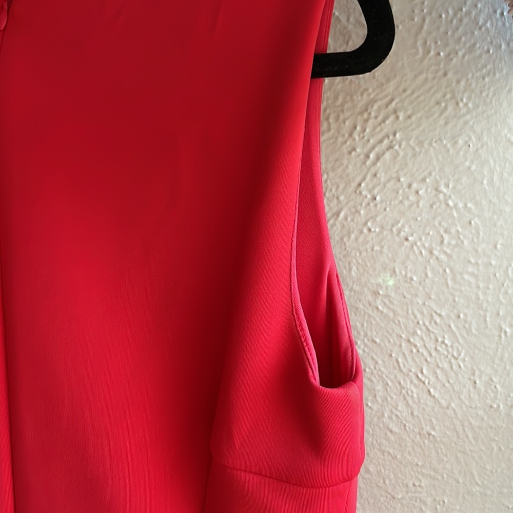 Sleeveless Red Calvin Klein Fit and Flare Dress - Picture 7 of 8